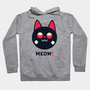 Meow! || Black Cat With Red Eyes Vector Art Hoodie